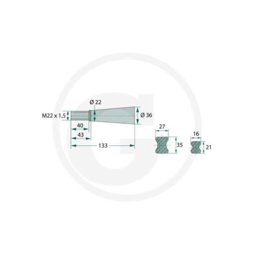 Alternative view of Dente per Forca Rotoballe 36 X 1100 Granit